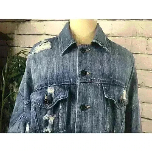 Joe's Blue Size M Men's Long Sleeve Collared Distressed Denim Button Up Jacket - Picture 4 of 12